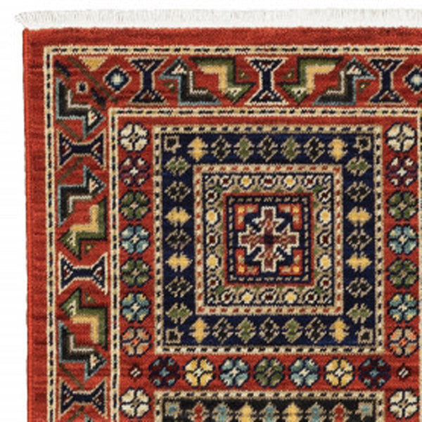 HomeRoots 2' Vibrant Oriental Power Loom Runner Rug - Stain Resistant, Classic Fringe for Hallways & Entryways 2' x 6' 509201