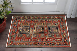 HomeRoots 2' Vibrant Oriental Power Loom Runner Rug - Stain Resistant, Classic Fringe for Hallways & Entryways 3' X 5' 509202