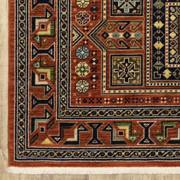 HomeRoots 2' Vibrant Oriental Power Loom Runner Rug - Stain Resistant, Classic Fringe for Hallways & Entryways 5' X 8' 509203