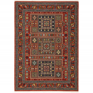 HomeRoots 2' Vibrant Oriental Power Loom Runner Rug - Stain Resistant, Classic Fringe for Hallways & Entryways 7' X 10' 509204