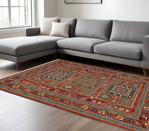 HomeRoots 2' Vibrant Oriental Power Loom Runner Rug - Stain Resistant, Classic Fringe for Hallways & Entryways 8' X 11' 509205