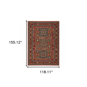 HomeRoots 2' Vibrant Oriental Power Loom Runner Rug - Stain Resistant, Classic Fringe for Hallways & Entryways 10' X 13' 509206