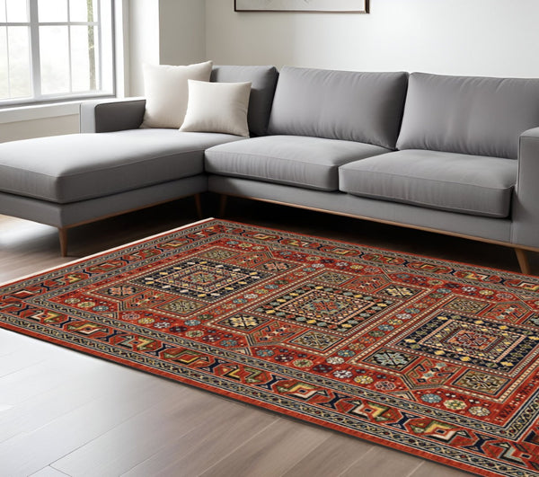 HomeRoots 2' Vibrant Oriental Power Loom Runner Rug - Stain Resistant, Classic Fringe for Hallways & Entryways 10' X 13' 509206
