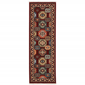 HomeRoots 2' Elegant Oriental Power Loom Runner Rug - Stain Resistant, Fringed Tassels, Durable & Stylish Accent 2' x 6' 509208