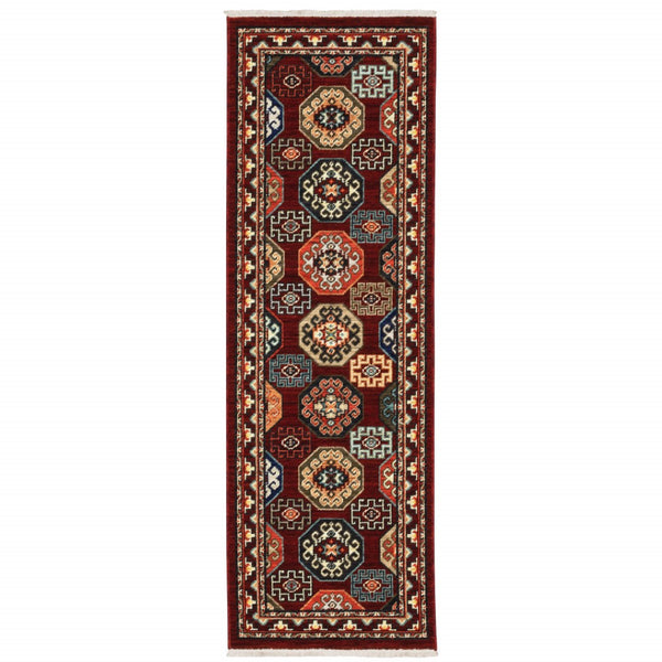 HomeRoots 2' Elegant Oriental Power Loom Runner Rug - Stain Resistant, Fringed Tassels, Durable & Stylish Accent 2' x 6' 509208