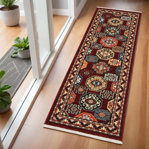 HomeRoots 2' Elegant Oriental Power Loom Runner Rug - Stain Resistant, Fringed Tassels, Durable & Stylish Accent 2' x 6' 509208