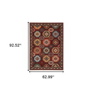 HomeRoots 2' Elegant Oriental Power Loom Runner Rug - Stain Resistant, Fringed Tassels, Durable & Stylish Accent 5' X 8' 509210