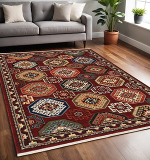HomeRoots 2' Elegant Oriental Power Loom Runner Rug - Stain Resistant, Fringed Tassels, Durable & Stylish Accent 5' X 8' 509210