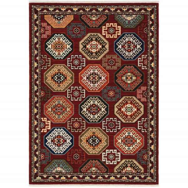 HomeRoots 2' Elegant Oriental Power Loom Runner Rug - Stain Resistant, Fringed Tassels, Durable & Stylish Accent 7' X 10' 509211