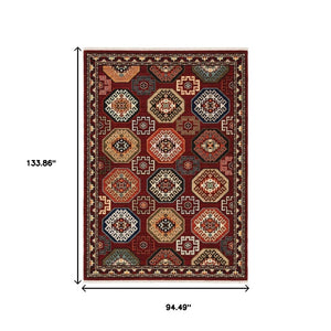HomeRoots 2' Elegant Oriental Power Loom Runner Rug - Stain Resistant, Fringed Tassels, Durable & Stylish Accent 8' X 11' 509212