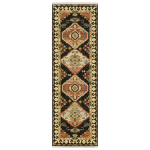 HomeRoots 2' Navy Blue Oriental Runner Rug - Elegant Power Loom Design with Fringe for Hallways & Entryways 2' x 6' 509221