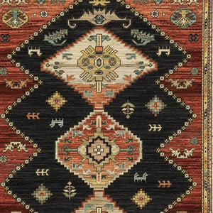 HomeRoots 2' Navy Blue Oriental Runner Rug - Elegant Power Loom Design with Fringe for Hallways & Entryways 2' x 6' 509221