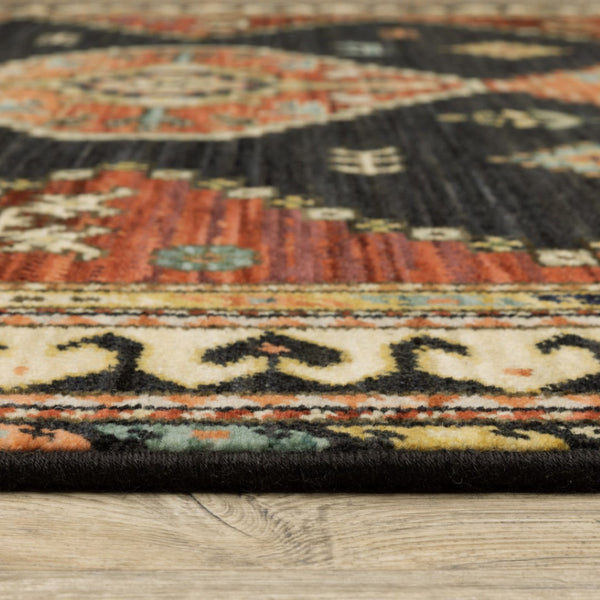 HomeRoots 2' Navy Blue Oriental Runner Rug - Elegant Power Loom Design with Fringe for Hallways & Entryways 2' x 6' 509221