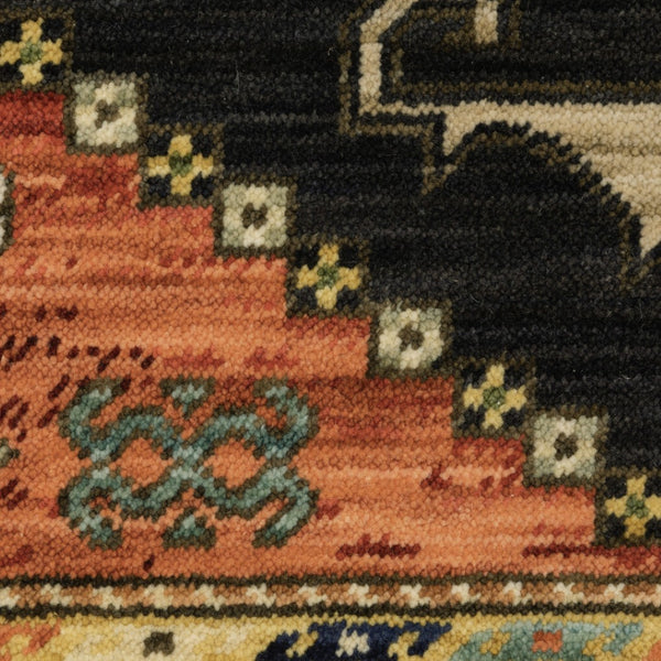 HomeRoots 2' Navy Blue Oriental Runner Rug - Elegant Power Loom Design with Fringe for Hallways & Entryways 2' x 6' 509221