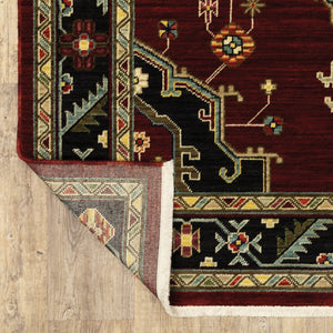 HomeRoots 2' Elegant Red, Ivory, Blue & Orange Oriental Runner Rug - Stain Resistant with Classic Fringe Detail 2' x 6' 509223