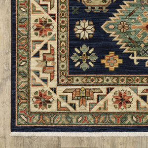 HomeRoots 6' Elegant Blue and Beige Oriental Power Loom Runner Rug for Timeless Style and Durability 2' x 6' 509234