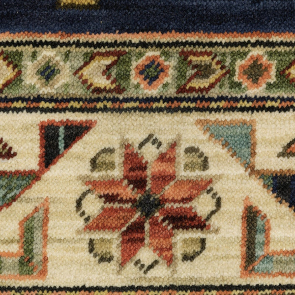 HomeRoots 6' Elegant Blue and Beige Oriental Power Loom Runner Rug for Timeless Style and Durability 7'10" x 10'10" 509238