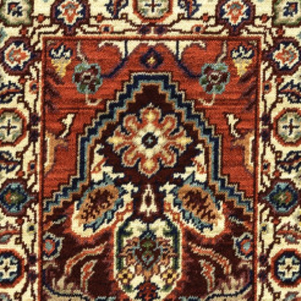 HomeRoots 2' Elegant Oriental Runner Rug in Vivid Red, Orange, Blue - Stain Resistant, Durable Design for Hallways 2' x 6' 509241