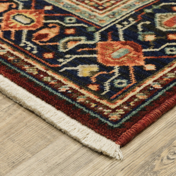 HomeRoots 6' Medallion Runner Rug in Red, Blue, and Black – Durable Wool-Nylon Blend for Timeless Style 7' X 10' 509251
