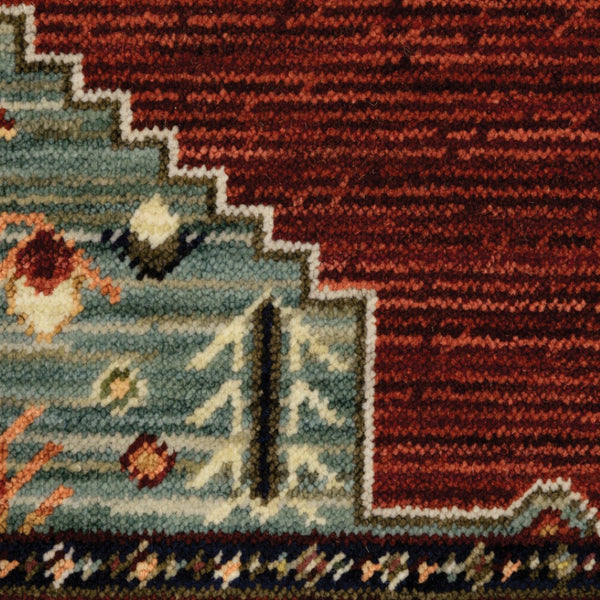 HomeRoots 6' Medallion Runner Rug in Red, Blue, and Black – Durable Wool-Nylon Blend for Timeless Style 10' X 13' 509253