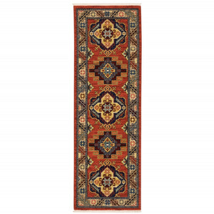HomeRoots 2' Elegant Oriental Runner Rug with Fringe - Stain Resistant, Durable, and Colorfast for Busy Homes 2' x 6' 509255