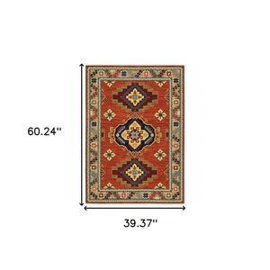 HomeRoots 2' Elegant Oriental Runner Rug with Fringe - Stain Resistant, Durable, and Colorfast for Busy Homes 3' X 5' 509256