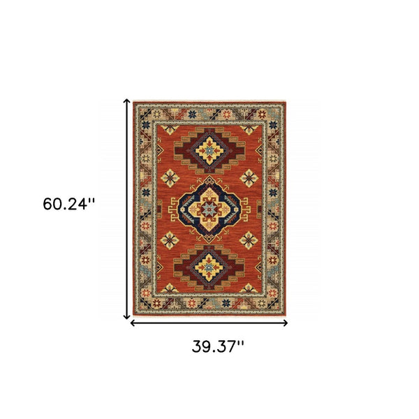 HomeRoots 2' Elegant Oriental Runner Rug with Fringe - Stain Resistant, Durable, and Colorfast for Busy Homes 3' X 5' 509256