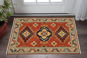 HomeRoots 2' Elegant Oriental Runner Rug with Fringe - Stain Resistant, Durable, and Colorfast for Busy Homes 3' X 5' 509256