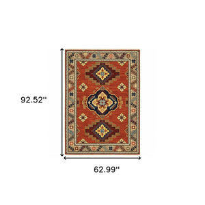 HomeRoots 2' Elegant Oriental Runner Rug with Fringe - Stain Resistant, Durable, and Colorfast for Busy Homes 5' X 8' 509257