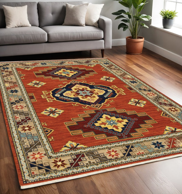 HomeRoots 2' Elegant Oriental Runner Rug with Fringe - Stain Resistant, Durable, and Colorfast for Busy Homes 5' X 8' 509257
