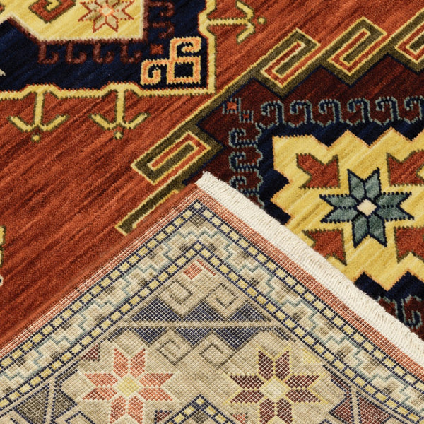 HomeRoots 2' Elegant Oriental Runner Rug with Fringe - Stain Resistant, Durable, and Colorfast for Busy Homes 5' X 8' 509257