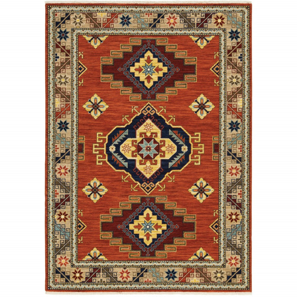 HomeRoots 2' Elegant Oriental Runner Rug with Fringe - Stain Resistant, Durable, and Colorfast for Busy Homes 7' X 10' 509258