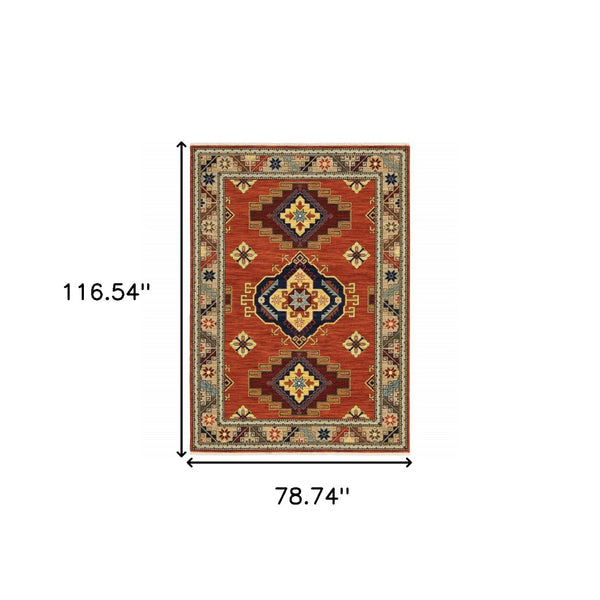 HomeRoots 2' Elegant Oriental Runner Rug with Fringe - Stain Resistant, Durable, and Colorfast for Busy Homes 7' X 10' 509258