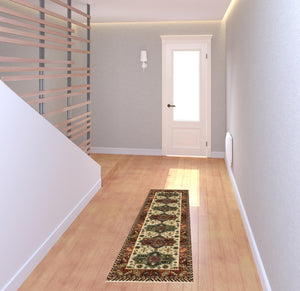 Homeroots 6' Red Blue And White Oriental Power Loom Runner Rug  Genuine Wool 509262