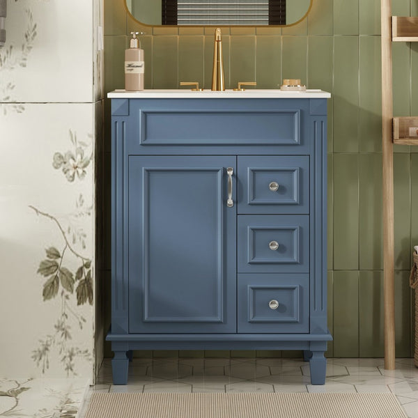 English Elm 24" French Inspired Bathroom Vanity with Ceramic Basin Soft Close Cabinet and 2 Drawers N710P318989C