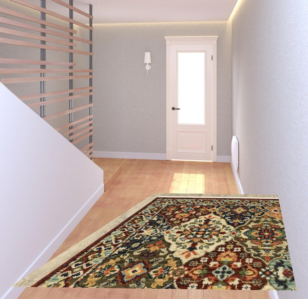 HomeRoots 2' Elegant Oriental-Inspired Runner Rug with Rich Colors, Stain Resistance, and Classic Fringe Design 2' x 6' 509269
