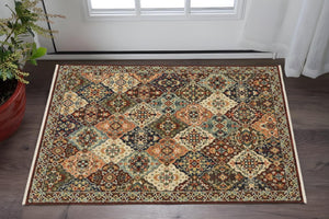 HomeRoots 2' Elegant Oriental-Inspired Runner Rug with Rich Colors, Stain Resistance, and Classic Fringe Design 3' x 5' 509270