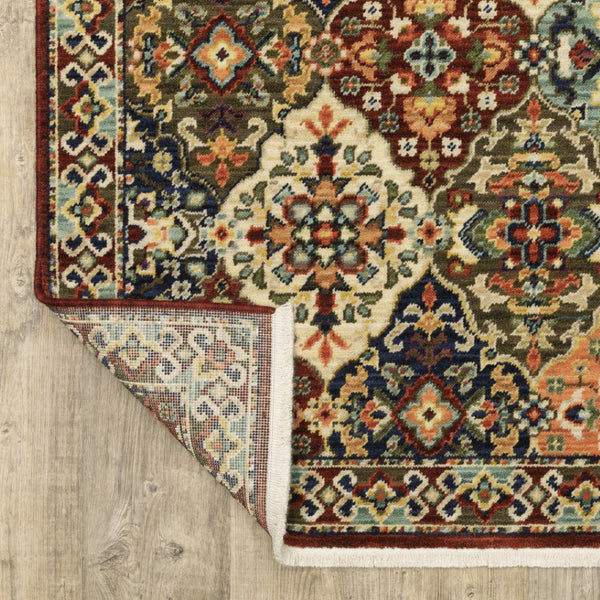 HomeRoots 2' Elegant Oriental-Inspired Runner Rug with Rich Colors, Stain Resistance, and Classic Fringe Design 5' X 8' 509271