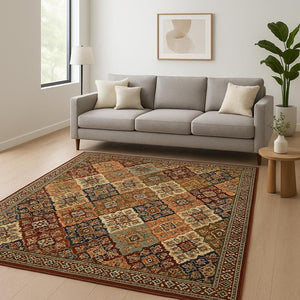 HomeRoots 2' Elegant Oriental-Inspired Runner Rug with Rich Colors, Stain Resistance, and Classic Fringe Design 7' X 10' 509272