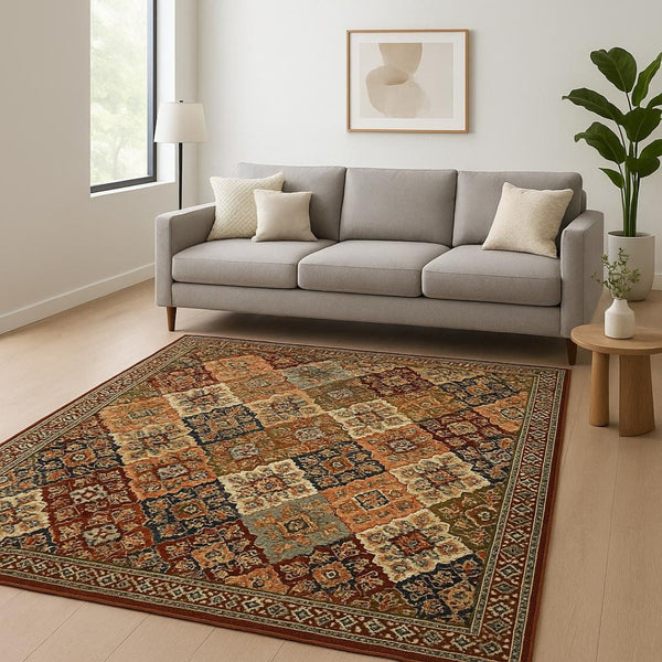 HomeRoots 2' Elegant Oriental-Inspired Runner Rug with Rich Colors, Stain Resistance, and Classic Fringe Design 7' X 10' 509272