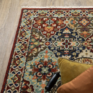 HomeRoots 2' Elegant Oriental-Inspired Runner Rug with Rich Colors, Stain Resistance, and Classic Fringe Design 7' X 10' 509272