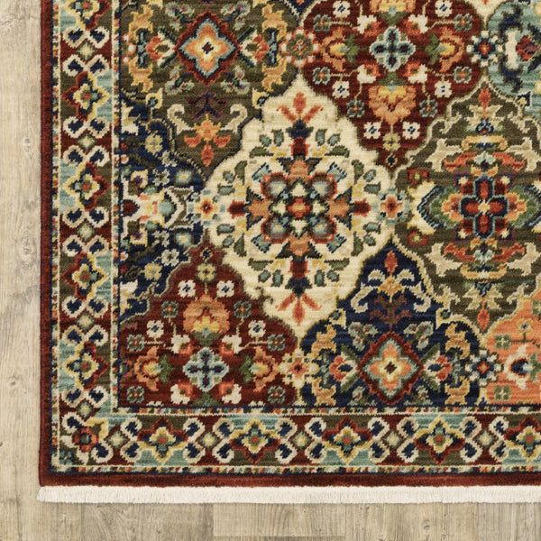 HomeRoots 2' Elegant Oriental-Inspired Runner Rug with Rich Colors, Stain Resistance, and Classic Fringe Design 7' X 10' 509272