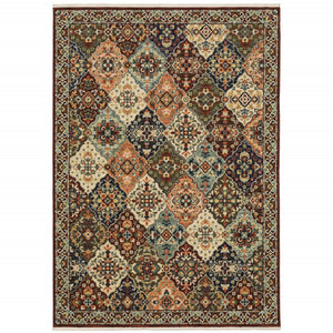 HomeRoots 2' Elegant Oriental-Inspired Runner Rug with Rich Colors, Stain Resistance, and Classic Fringe Design 8' X 11' 509273