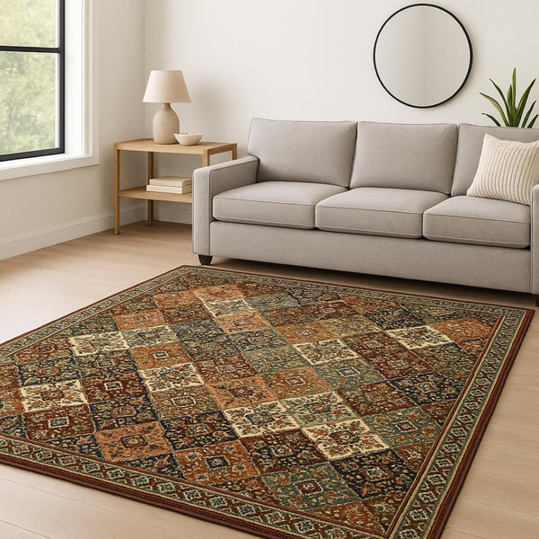 HomeRoots 2' Elegant Oriental-Inspired Runner Rug with Rich Colors, Stain Resistance, and Classic Fringe Design 8' X 11' 509273