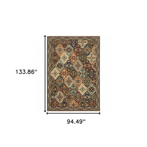 HomeRoots 2' Elegant Oriental-Inspired Runner Rug with Rich Colors, Stain Resistance, and Classic Fringe Design 8' X 11' 509273