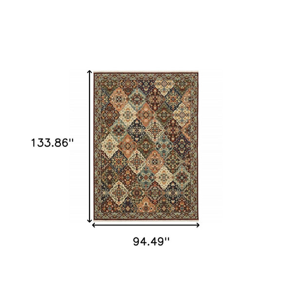 HomeRoots 2' Elegant Oriental-Inspired Runner Rug with Rich Colors, Stain Resistance, and Classic Fringe Design 8' X 11' 509273