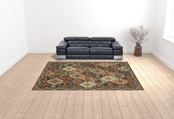 HomeRoots 2' Elegant Oriental-Inspired Runner Rug with Rich Colors, Stain Resistance, and Classic Fringe Design 9'10" x 12'10" 509274
