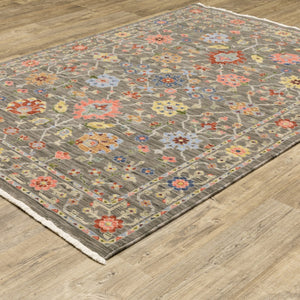 HomeRoots 2' Versatile Oriental Runner Rug with Multicolor Design and Stain-Resistant Features for High-Traffic Areas Grey/ Multi 9'10" x 12'10" 509281