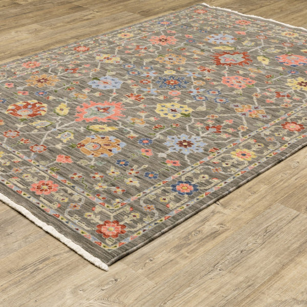 HomeRoots 2' Versatile Oriental Runner Rug with Multicolor Design and Stain-Resistant Features for High-Traffic Areas Grey/ Multi 9'10" x 12'10" 509281