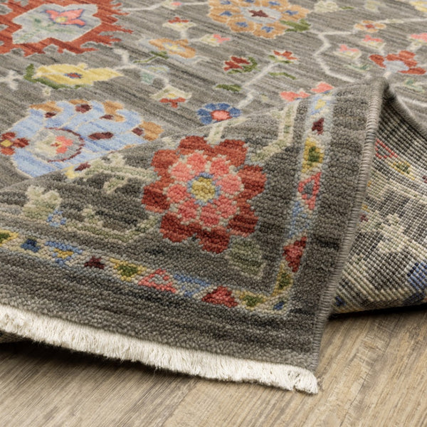 HomeRoots 2' Versatile Oriental Runner Rug with Multicolor Design and Stain-Resistant Features for High-Traffic Areas Grey/ Multi 9'10" x 12'10" 509281